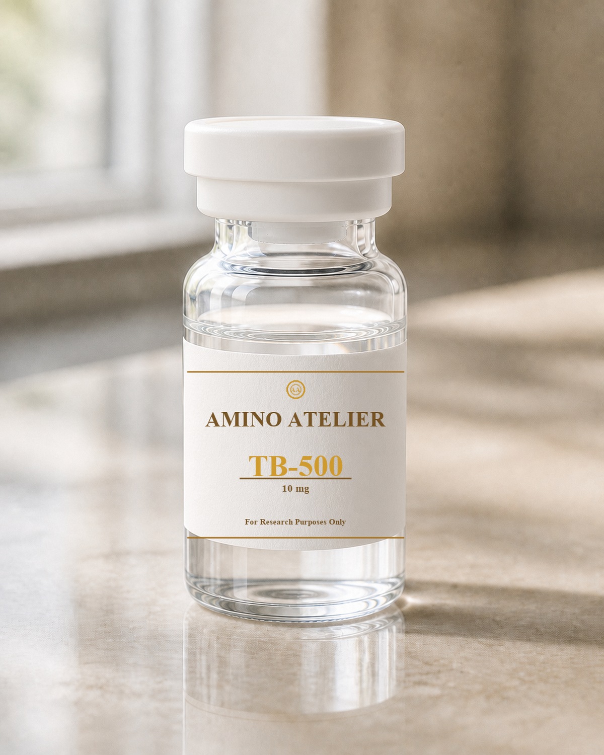 Amino Atelier TB-500 10mg vial with seal logo